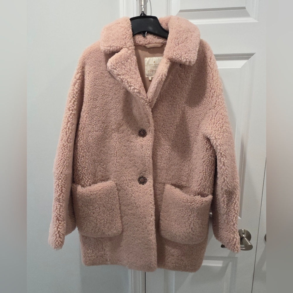 kate spade Plush Teddy Coat in Blush